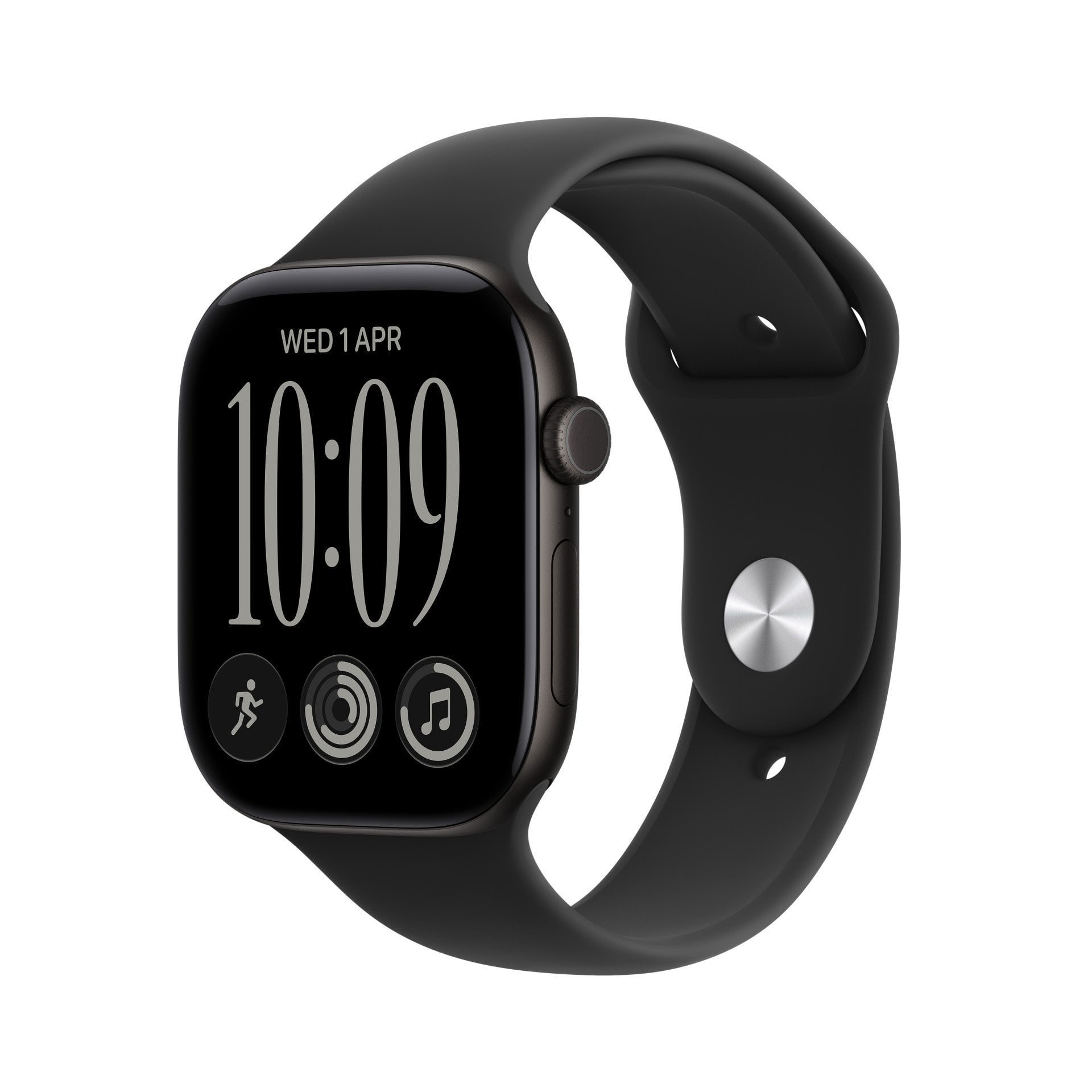 Apple Watch Series 12 GPS 42mm Black Aluminium Case with Black Sport Band - M/L