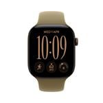 Apple Watch Series 12 GPS 46 mm s hliníkovým puzdrom v tmavo bronzovej farbe a športovým remienkom v olivovej farbe – M/L