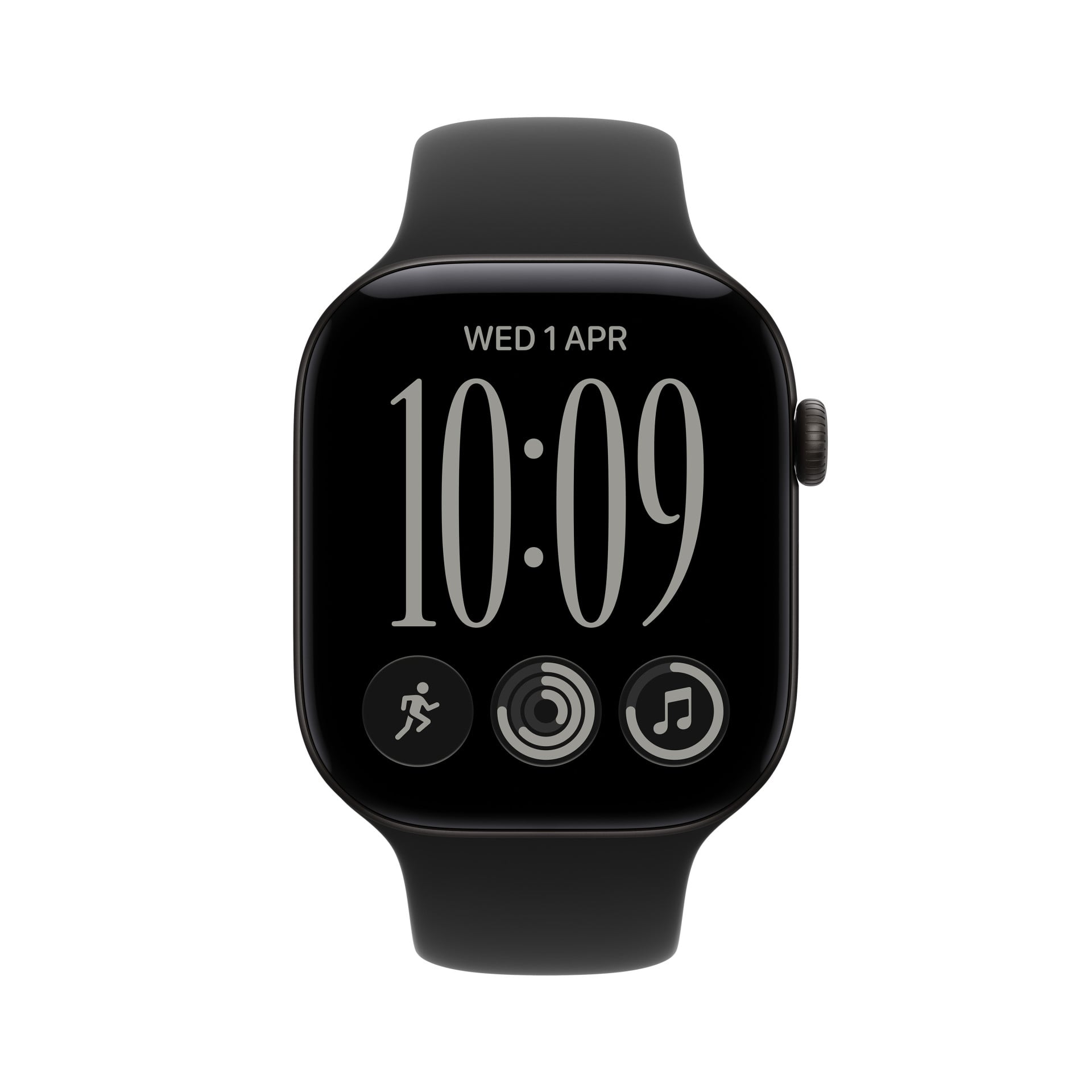Apple Watch Series 12 GPS + Cellular 42 mm, čierne hliníkové puzdro s čiernym športovým remienkom – M/L