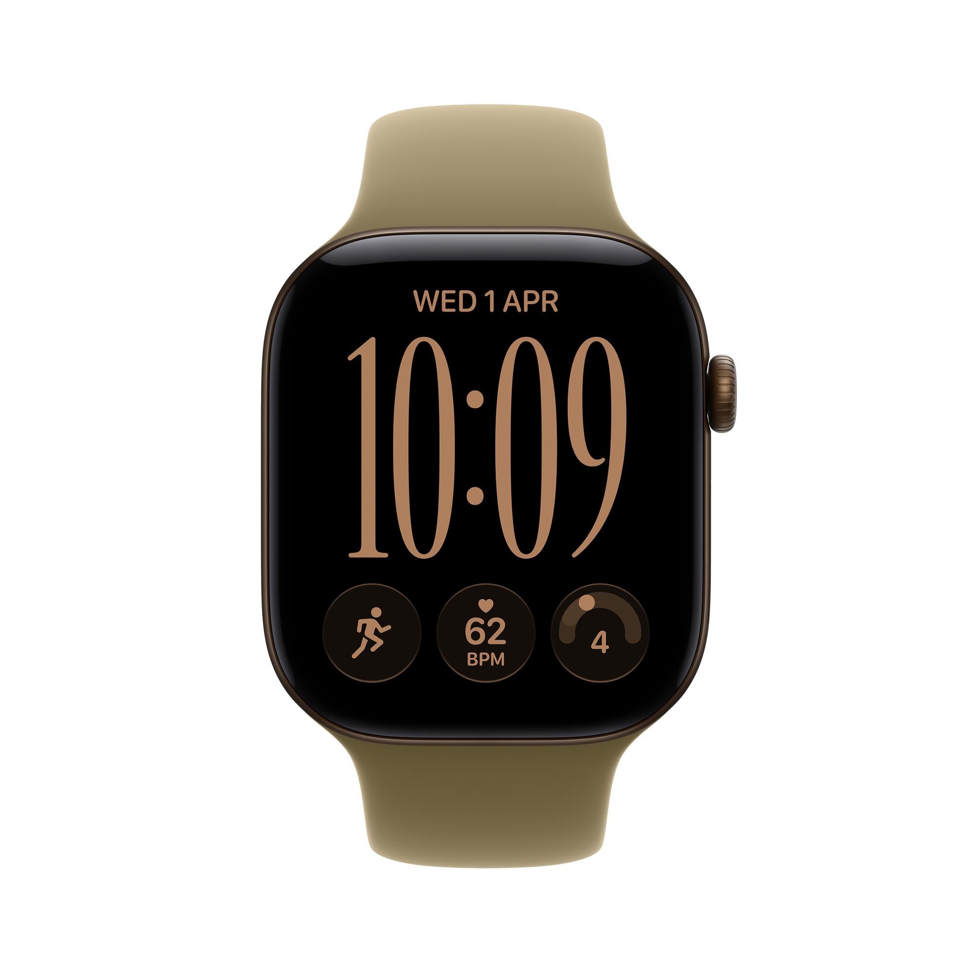 Apple Watch Series 12 GPS + Cellular 42mm Dark Bronze Aluminium Case with Olive Sport Band - M/L