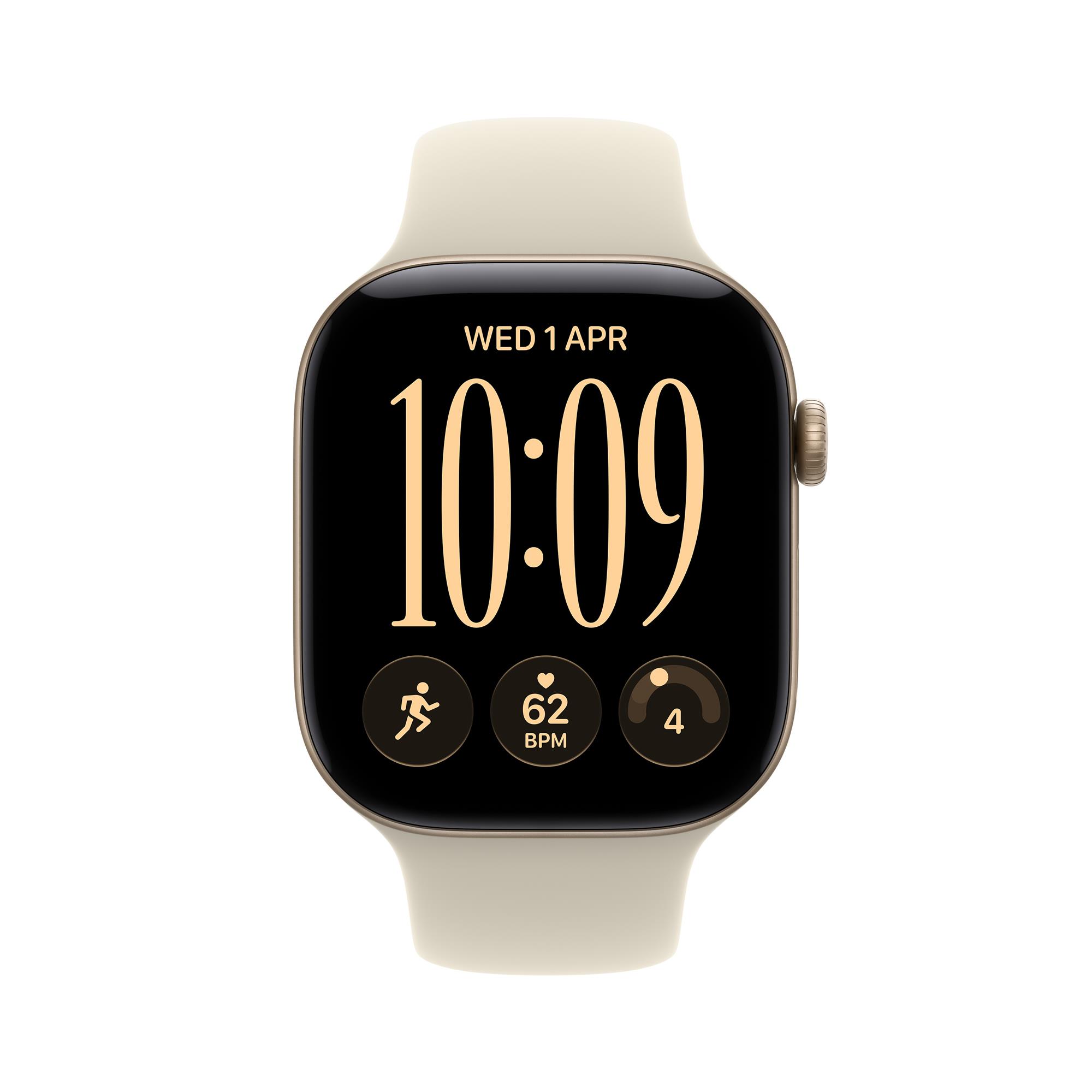 Apple Watch Series 12 GPS + Cellular 42mm Light Gold Aluminium Case with Sand Sport Band - S/M