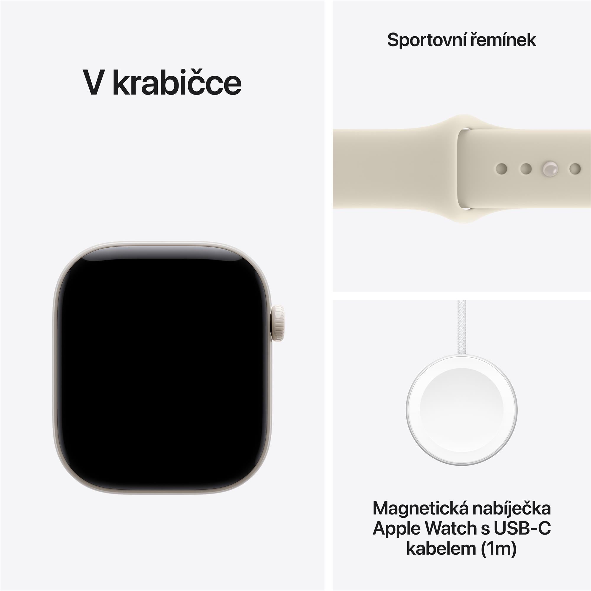 Apple Watch Series 12 GPS + Cellular 46 mm, perleťovo biele keramické puzdro s pieskovým športovým remienkom – M/L