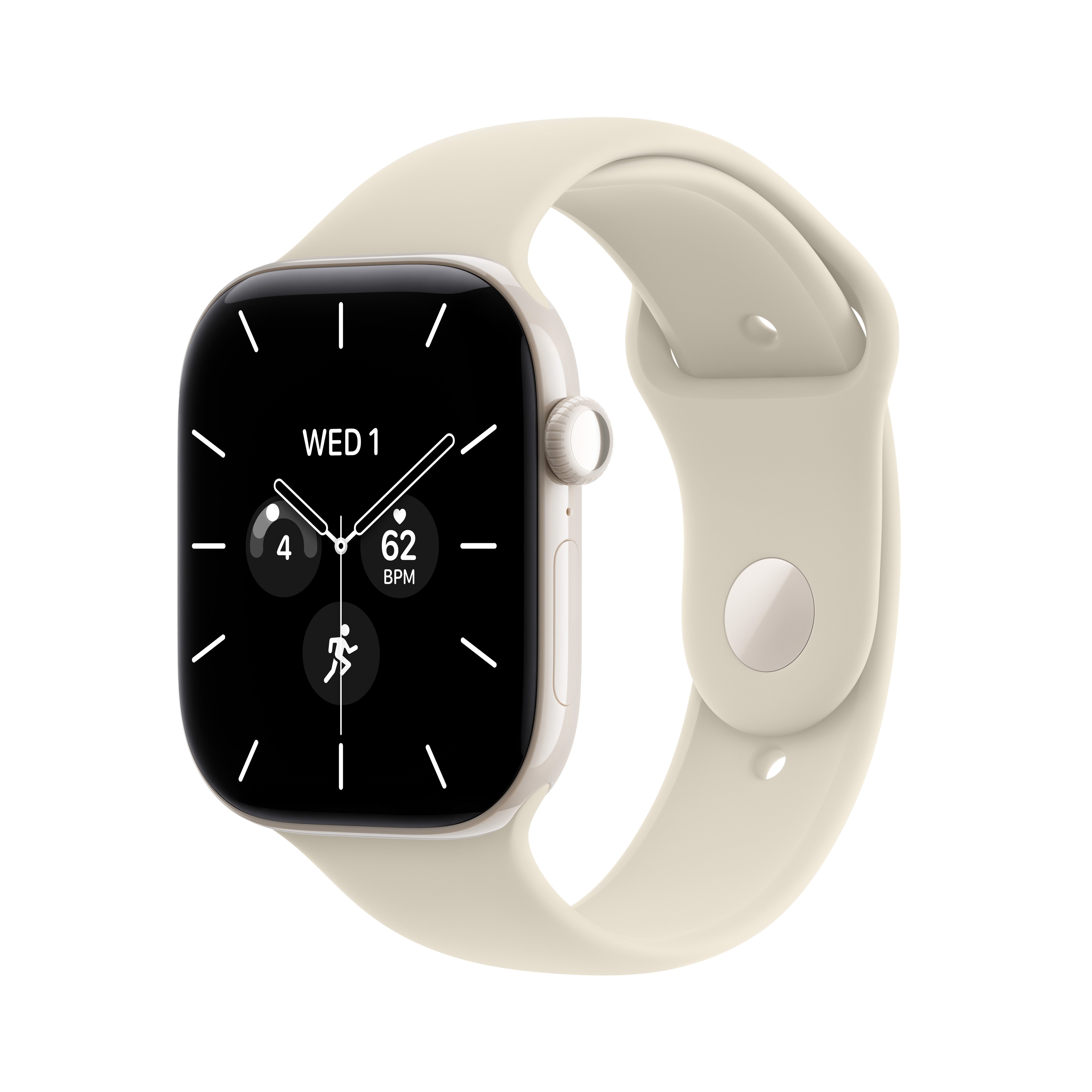 Apple Watch Series 12 GPS + Cellular 46 mm, perleťovo biele keramické puzdro s pieskovým športovým remienkom – M/L