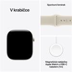 Apple Watch Series 12 GPS + Cellular 46 mm, perleťovo biele keramické puzdro so športovým remienkom v pieskovej farbe – S/M