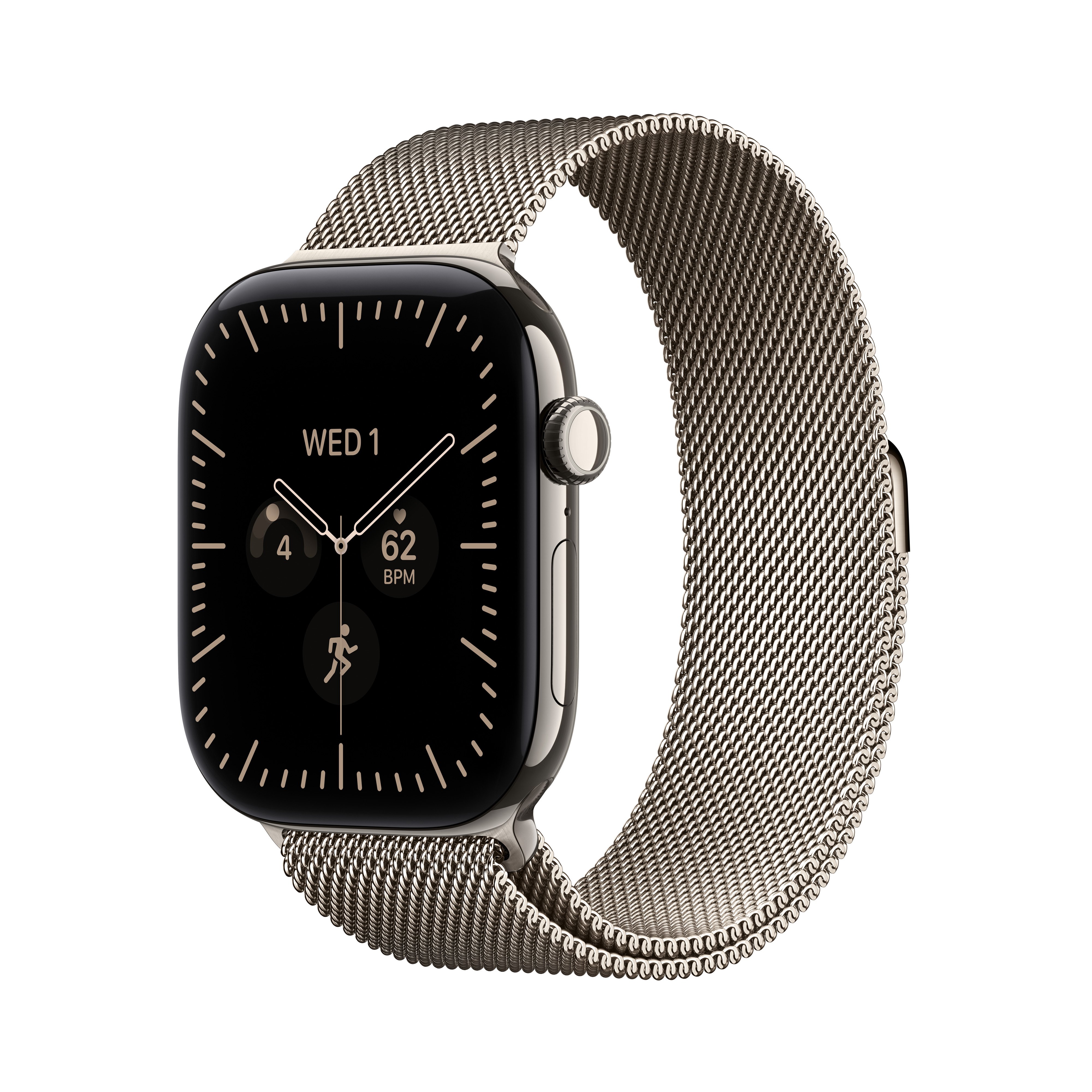 Apple Watch Series 12 GPS + Cellular 46 mm s puzdrom z prírodného titánu a prírodným milánskym remienkom – S/M