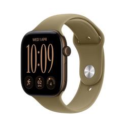 Apple Watch Series 12 GPS + Cellular 46 mm, tmavobronzové hliníkové puzdro s olivovým športovým remienkom – M/L