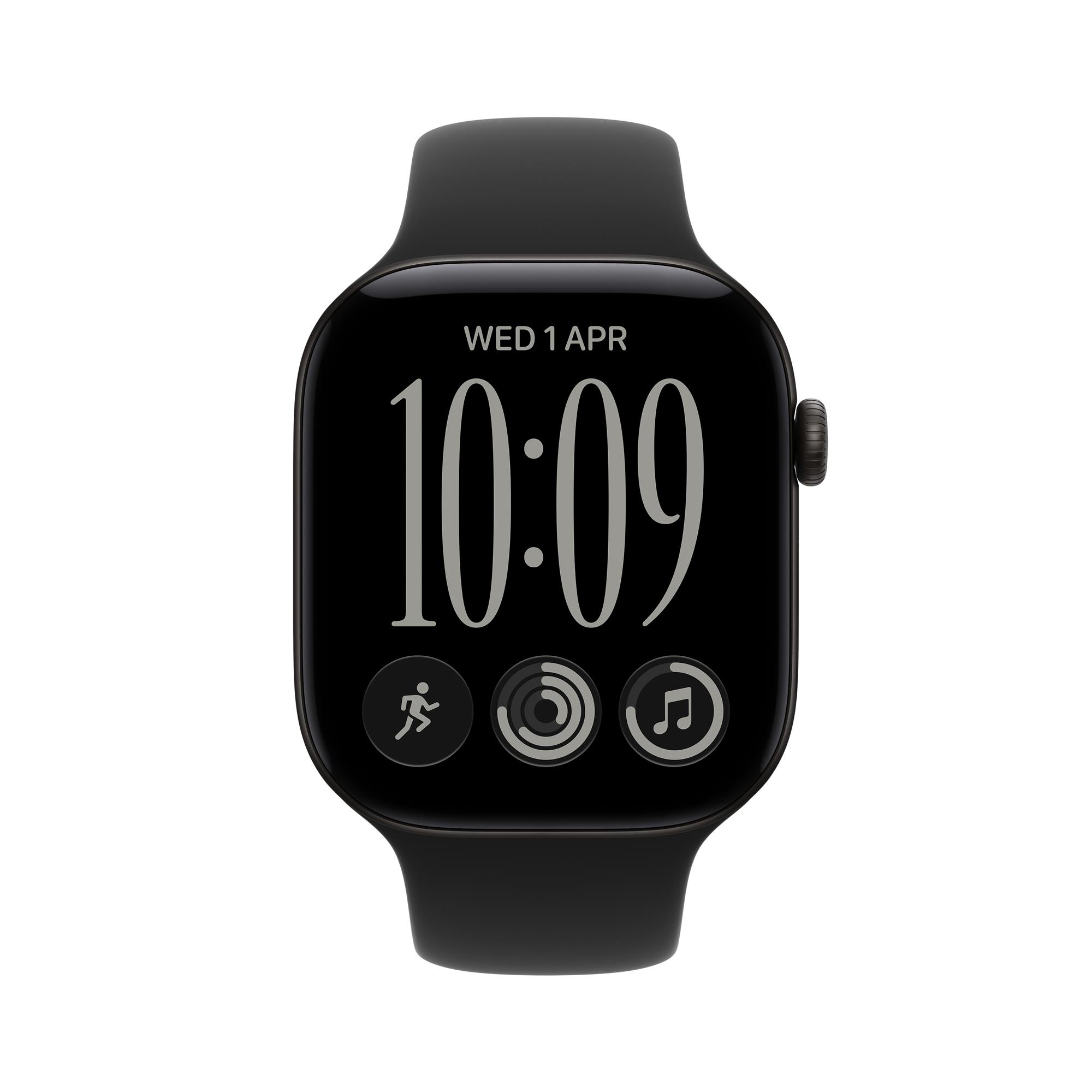 Apple Watch Series 12 GPS + Cellular 46mm Black Aluminium Case with Black Sport Band - M/L