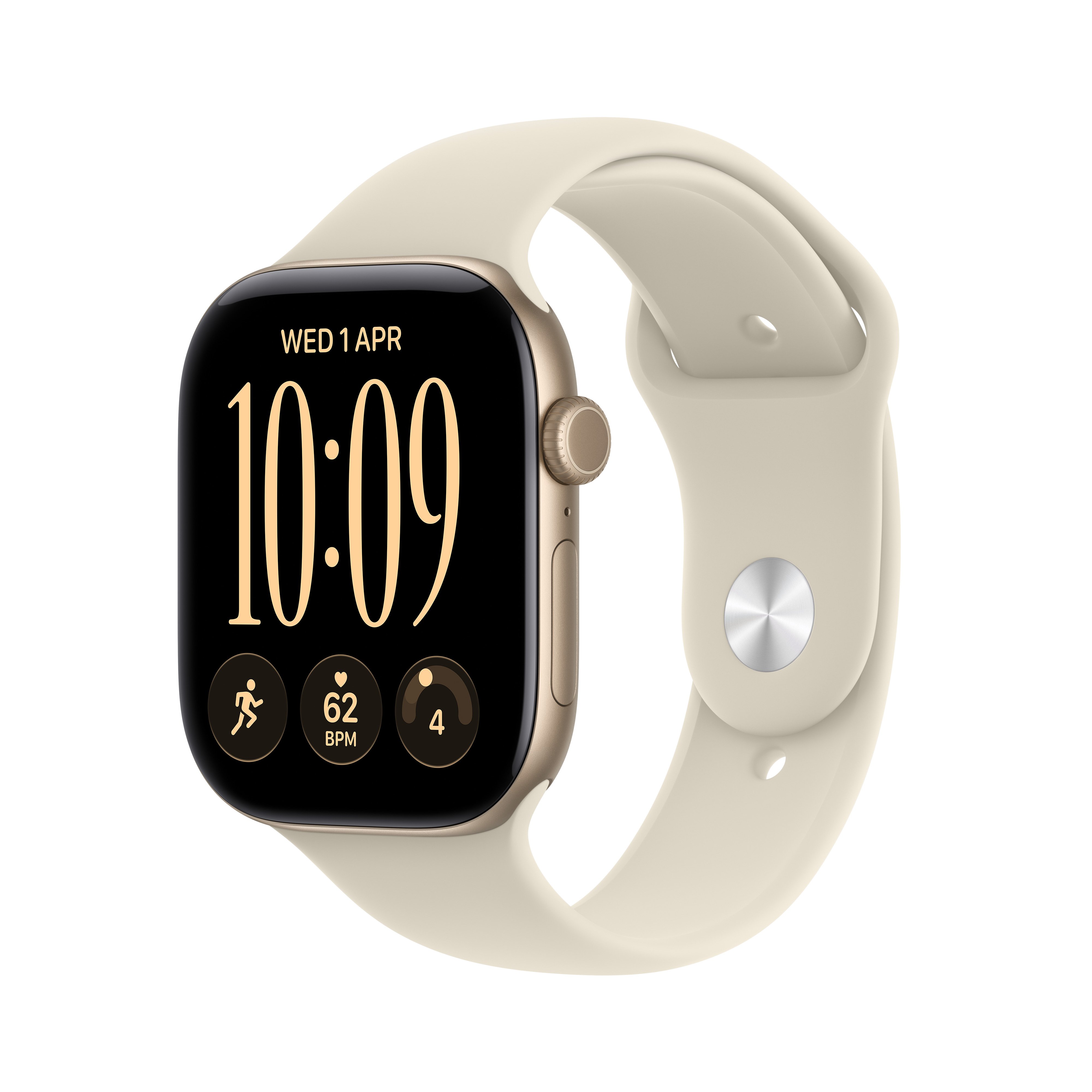 Apple Watch Series 12 GPS + Cellular 46mm Light Gold Aluminium Case with Sand Sport Band - S/M