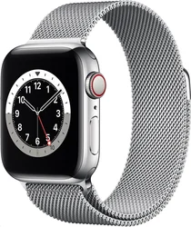APPLE Watch Series 6 GPS+Cellular,40mm Silver Stainless Steel Case with Silver Milanese Loop