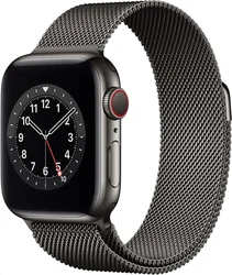 APPLE Watch Series 6 GPS+Cellular,44mm Silver Stainless Steel Case with Silver Milanese Loop