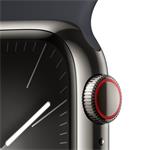 Apple Watch Series 9 41 mm Cellular Graphite Grey z nehrdzavejúcej ocele s tmavým atramentovým športovým remienkom - M/L