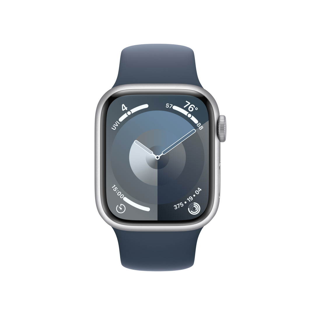Apple Watch Series 9 41 mm Cellular Silver Aluminium s ľadovo modrým športovým remienkom - S/M