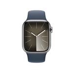 Apple Watch Series 9 41 mm Cellular Silver z nehrdzavejúcej ocele s ľadovo modrým športovým remienkom - M/L
