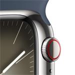 Apple Watch Series 9 41 mm Cellular Silver z nehrdzavejúcej ocele s ľadovo modrým športovým remienkom - M/L