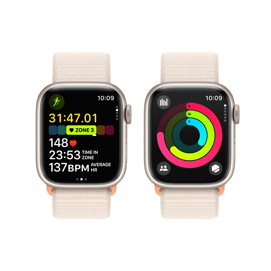Apple Watch Series 9 41 mm Cellular Star White Aluminium s bielym športovým remienkom Star