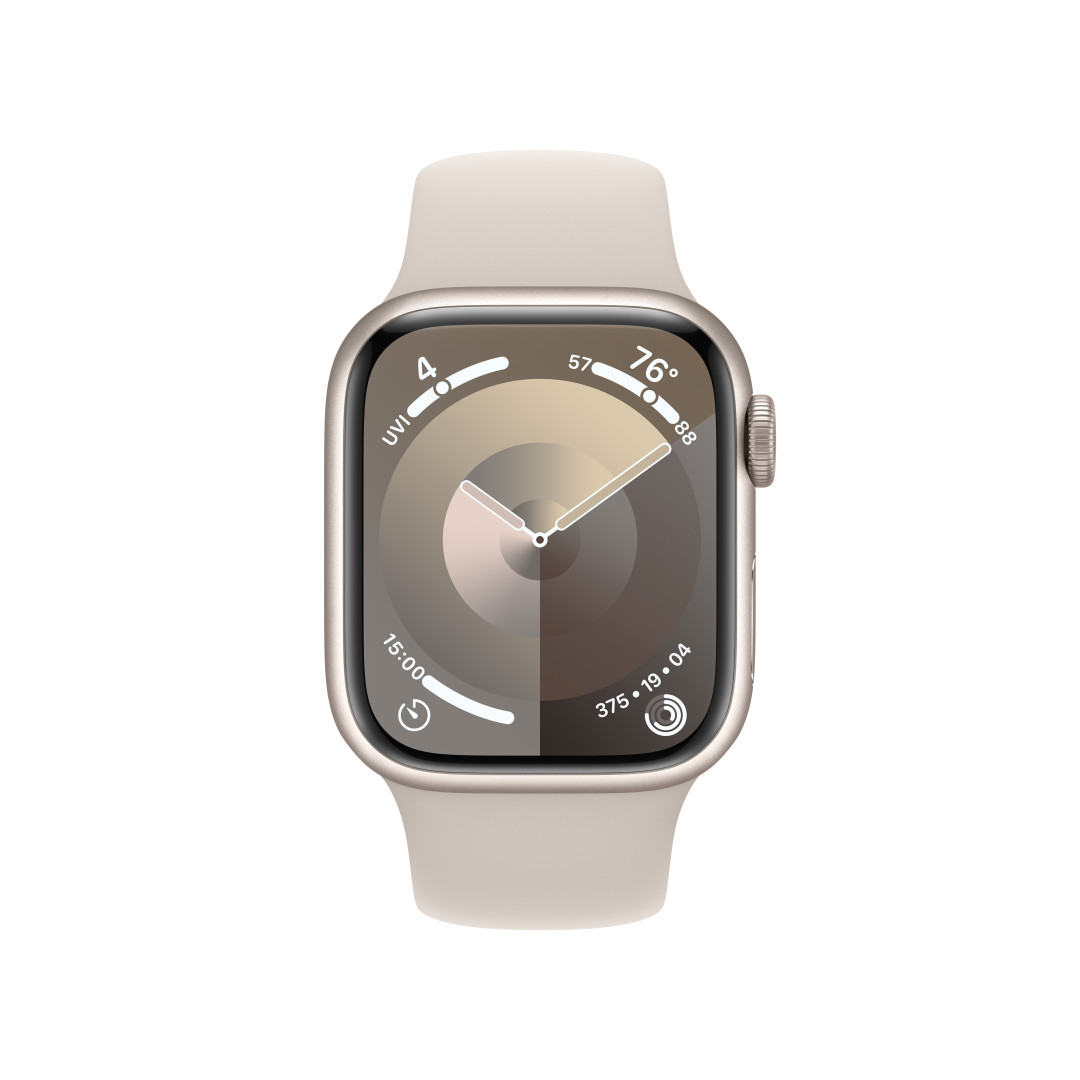 Apple Watch Series 9 41 mm Cellular Star White Aluminium s bielym športovým remienkom Star - M/L