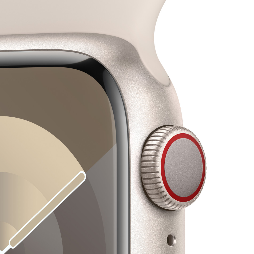 Apple Watch Series 9 41 mm Cellular Star White Aluminium s bielym športovým remienkom Star - S/M