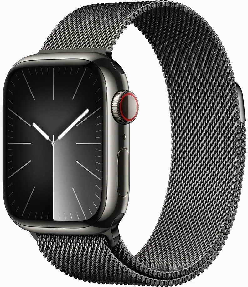Apple Watch Series 9 41mm Cellular Grafitově šedý nerez s grafitově šedým milánským tahem