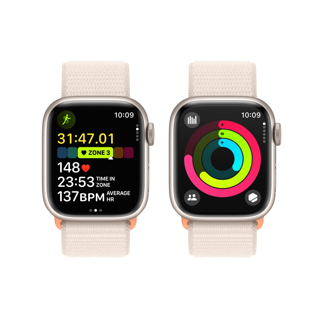 Apple Watch Series 9 41mm Cellular Hvězdně bílý hliník s hvězdně bílým provlékacím sportovním řemínkem