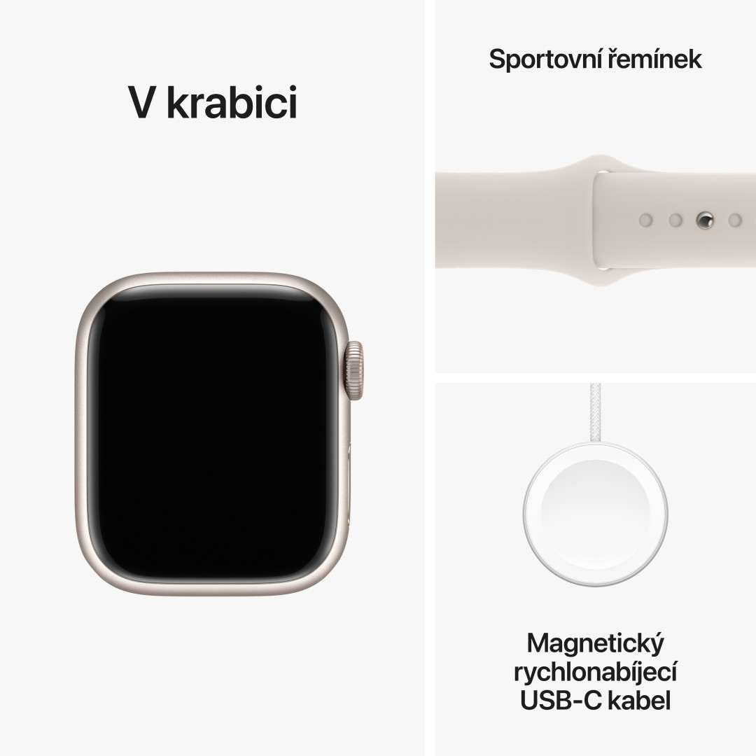 Apple Watch Series 9 41mm Cellular Hvězdně bílý hliník s hvězdně bílým sportovním řemínkem - M/L