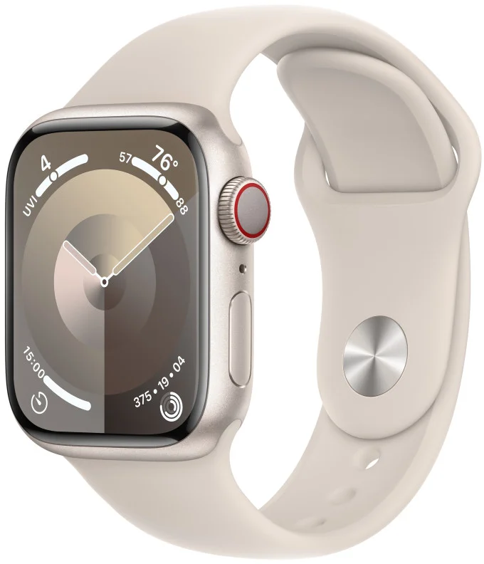 Apple Watch Series 9 41mm Cellular Hvězdně bílý hliník s hvězdně bílým sportovním řemínkem - M/L