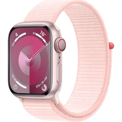 Apple Watch Series 9 41mm Cellular Růžový hliník se světle růžovým provlékacím sportovním řemínkem