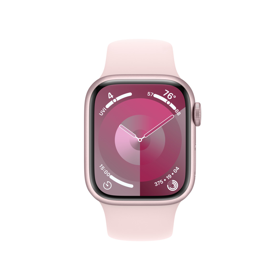 Apple Watch Series 9 41mm Cellular Růžový hliník se světle růžovým sportovním řemínkem - M/L