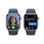 Apple Watch Series 9 41mm Cellular Stříbrný nerez s ledově modrým sportovním řemínkem - S/M