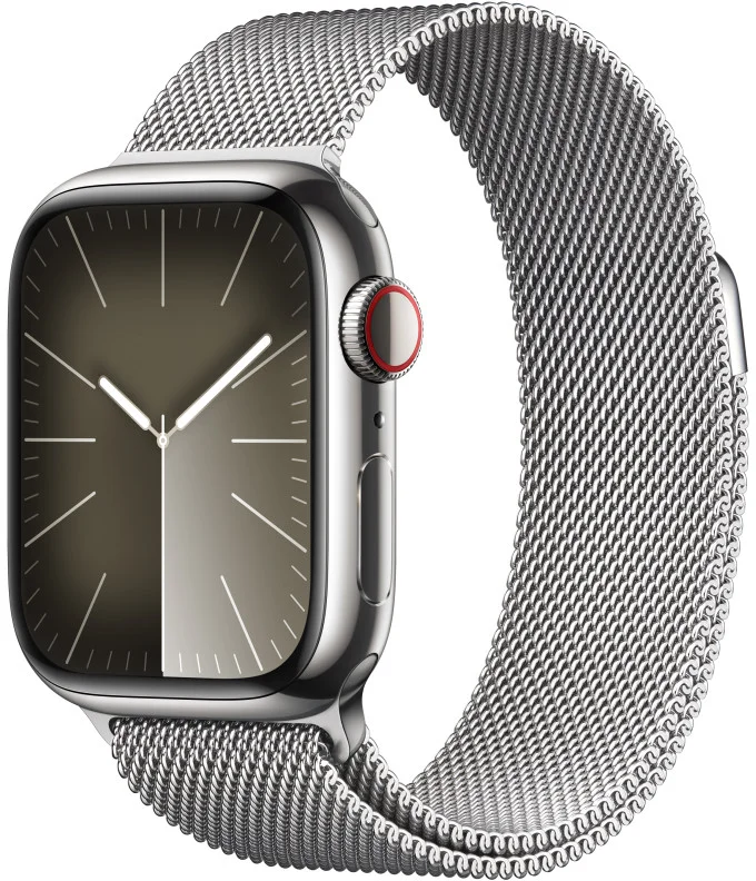 Apple Watch Series 9 41mm Cellular Stříbrný nerez s stříbrným milánským tahem