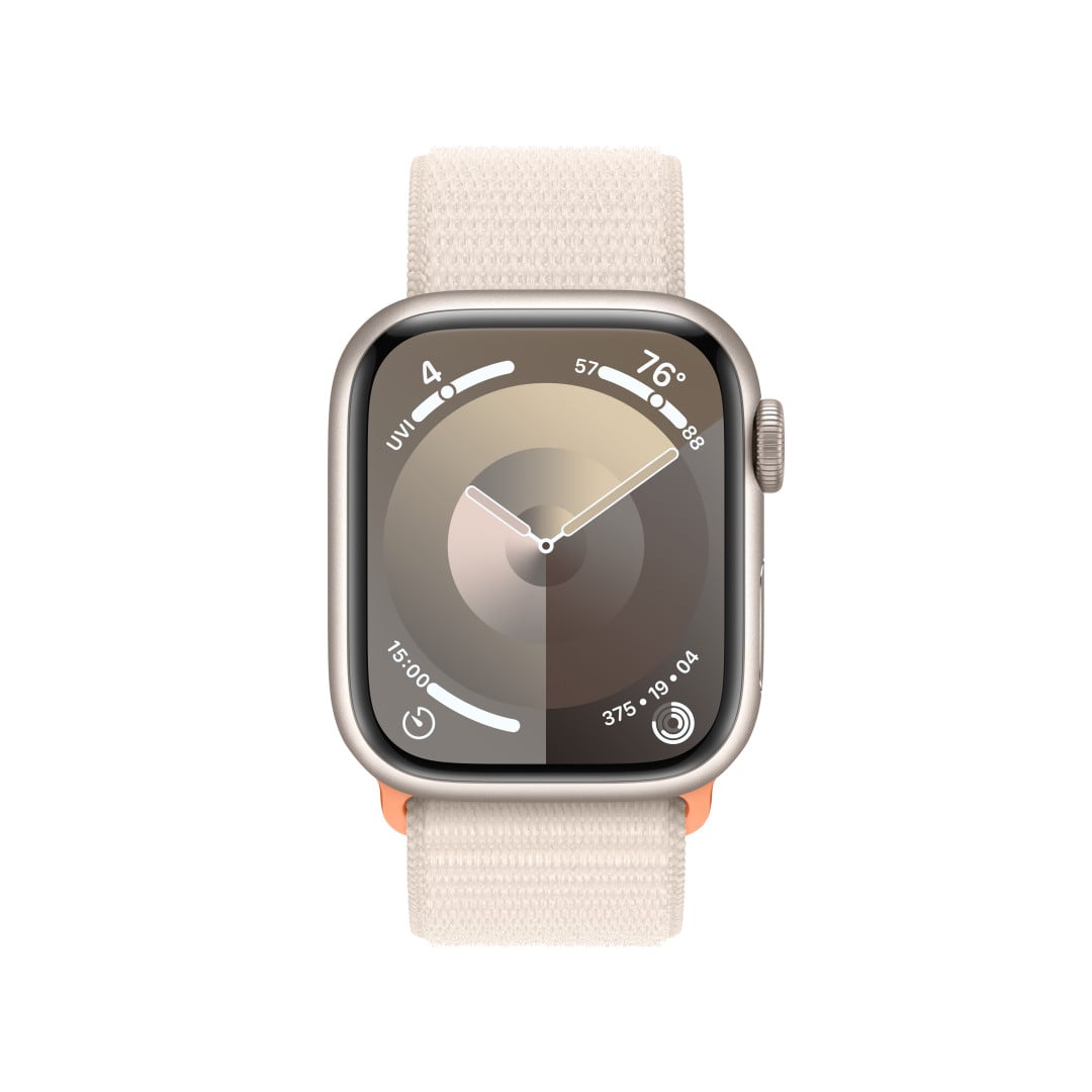 Apple Watch Series 9 41mm Hvězdně bílý hliník s hvězdně bílým provlékacím sportovním řemínkem
