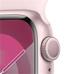 Apple Watch Series 9 41mm Růžový hliník se světle růžovým sportovním řemínkem - S/M