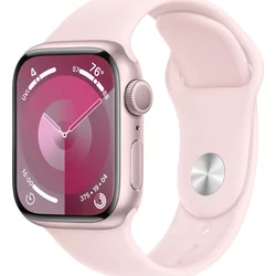 Apple Watch Series 9 41mm ružový hliník so svetloružovým športovým remienkom - S/M