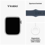 Apple Watch Series 9 41mm Stříbrný hliník s ledově modrým sportovním řemínkem - S/M