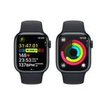 Apple Watch Series 9 41mm Temně inkoustový hliník s temně inkoustovým sportovním řemínkem - M/L