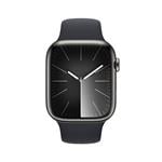 Apple Watch Series 9 45 mm Cellular Grafitovo sivá nehrdzavejúca oceľ s tmavým atramentovým športovým remienkom - S/M
