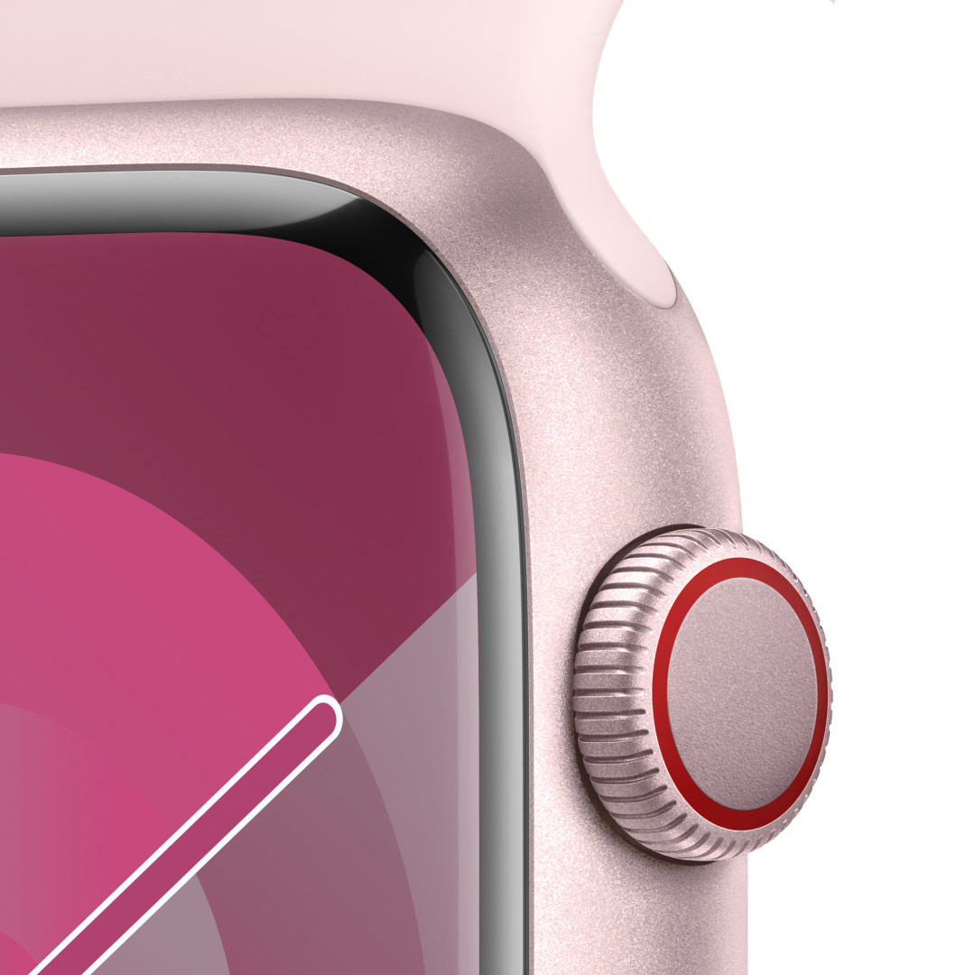 Apple Watch Series 9 45 mm Cellular Pink Aluminium so svetloružovým športovým remienkom - M/L