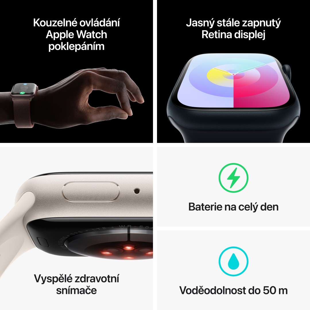 Apple Watch Series 9 45 mm Cellular Silver Aluminium s ľadovo modrým športovým remienkom - S/M