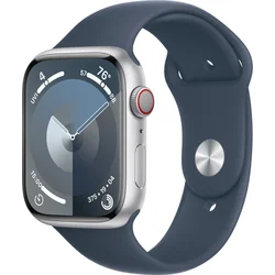 Apple Watch Series 9 45 mm Cellular Silver Aluminium s ľadovo modrým športovým remienkom - S/M