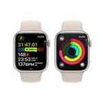 Apple Watch Series 9 45 mm Cellular Star White Aluminium s bielym športovým remienkom Star - M/L
