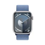 Apple Watch Series 9 45 mm Cellular Strieborný hliník s ľadovo modrým športovým remienkom