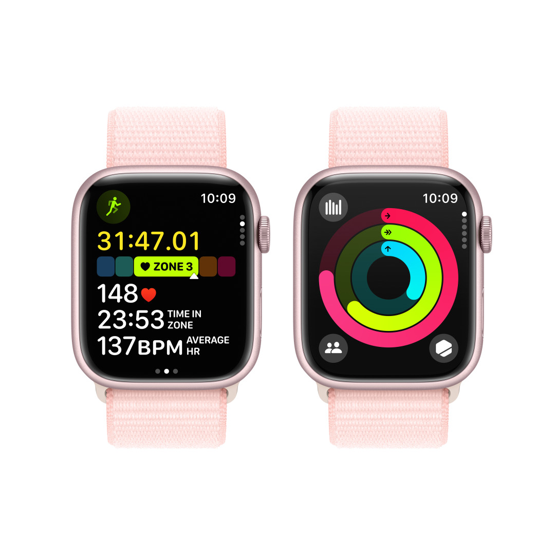 Apple Watch Series 9 45 mm ružový hliník so svetloružovým športovým remienkom