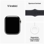 Apple Watch Series 9 45mm Cellular Grafitově šedý nerez s temně inkoustovým sportovním řemínkem - M/L