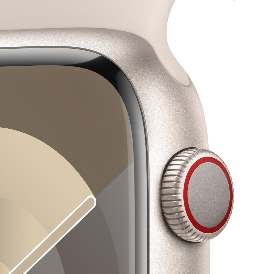 Apple Watch Series 9 45mm Cellular Hvězdně bílý hliník s hvězdně bílým sportovním řemínkem - M/L