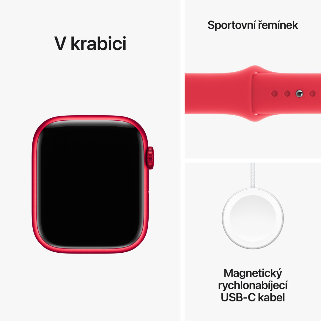 Apple Watch Series 9 45mm Cellular PRODUCT(RED) Červený hliník s PRODUCT(RED) sportovním řemínkem - S/M