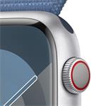 Apple Watch Series 9 45mm Cellular Stříbrný hliník s ledově modrým provlékacím sportovním řemínkem
