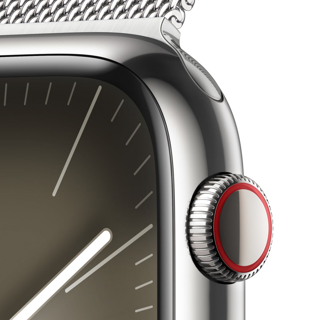 Apple Watch Series 9 45mm Cellular Stříbrný nerez se stříbrným milánským tahem