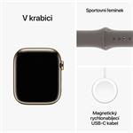 Apple Watch Series 9 45mm Cellular Zlatý nerez s jílově šedým sportovním řemínkem - M/L