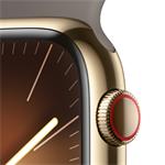 Apple Watch Series 9 45mm Cellular Zlatý nerez s jílově šedým sportovním řemínkem - S/M