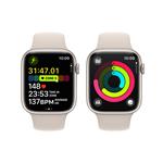 Apple Watch Series 9 45mm Hvězdně bílý hliník s hvězdně bílým sportovním řemínkem - S/M
