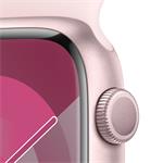 Apple Watch Series 9 45mm Růžový hliník se světle růžovým sportovním řemínkem - M/L